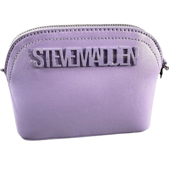 Steve Madden Crossbody Women Handbag Monogram Strap Coin Purse Keychain Purple - Picture 1 of 16
